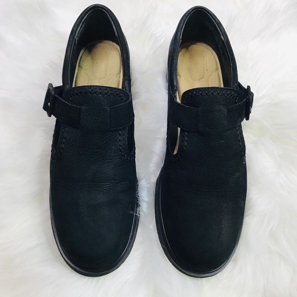 ROCKPORT Size 9 1/2 Mary Jane Loafer Flats Shoes Suede Leather Buckle Black - Picture 3 of 11